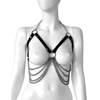 Adjustable leather bra with chains koop je bij Speelgoed voor Volwassenen