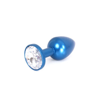 Aluminium Buttplug Blue with Clear Gem koop je bij Speelgoed voor Volwassenen