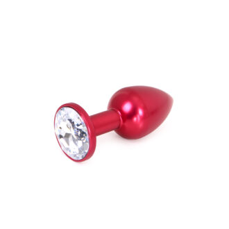 Aluminium Buttplug Red with Clear Gem koop je bij Speelgoed voor Volwassenen