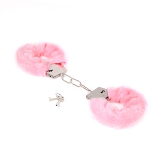 Budget Thin-Metal Pink Plush Handcuffs koop je bij Speelgoed voor Volwassenen