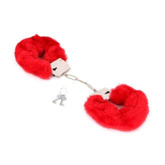 Budget Thin-Metal Red Plush Handcuffs koop je bij Speelgoed voor Volwassenen