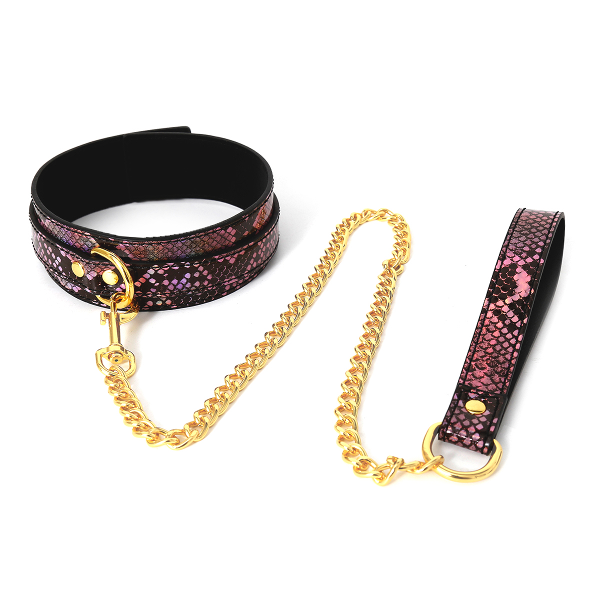 Collar Gold/Pink Reptile with Leash koop je bij Speelgoed voor Volwassenen