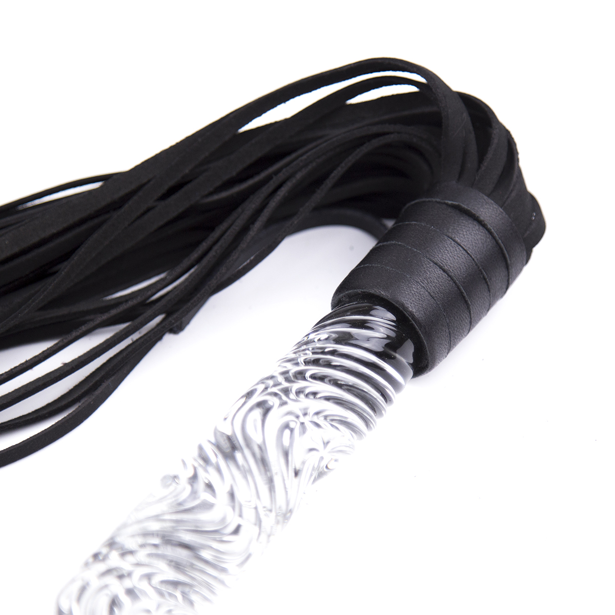 Fancy-Black-Flogger-with-Glass-Handle-OPR-321103-1