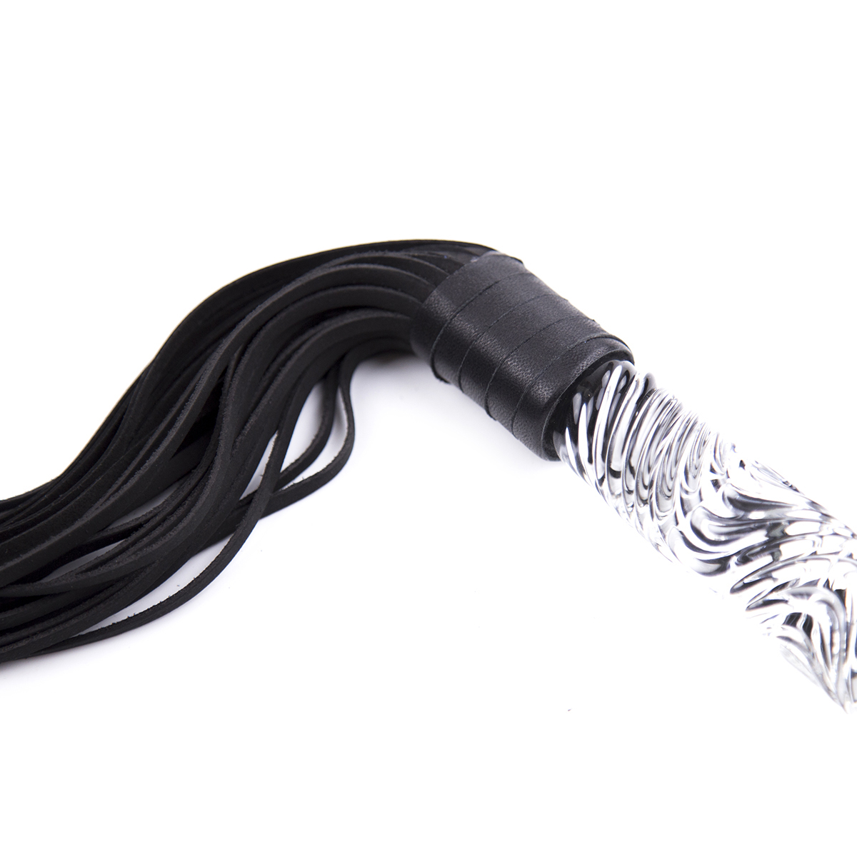 Fancy-Black-Flogger-with-Glass-Handle-OPR-321103-2