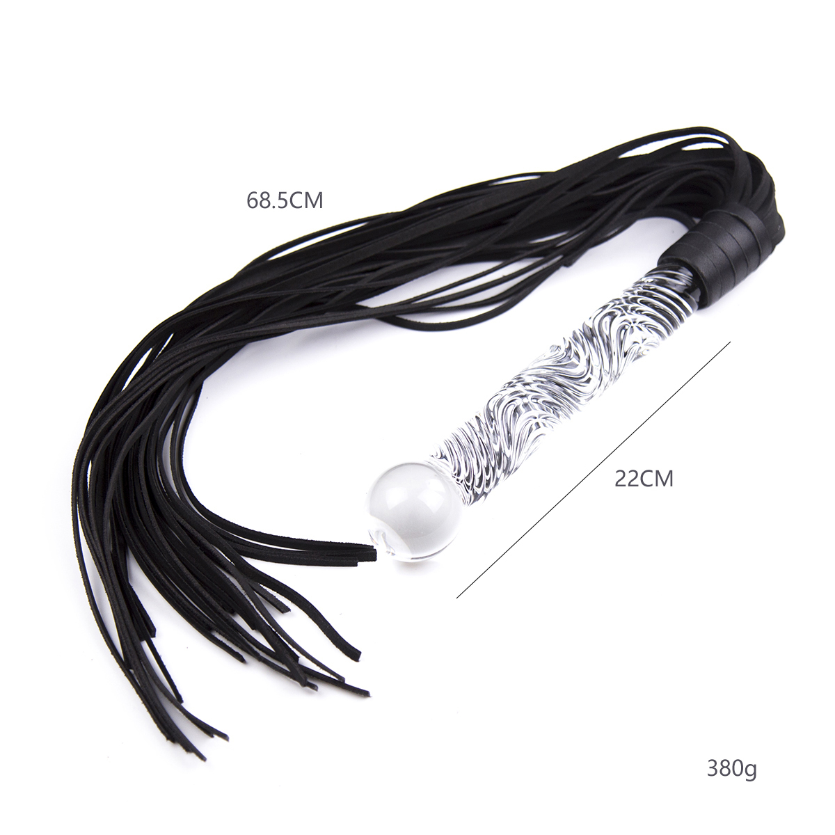 Fancy-Black-Flogger-with-Glass-Handle-OPR-321103-3