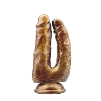 Gold Dick Cumming - Double Dildo koop je bij Speelgoed voor Volwassenen