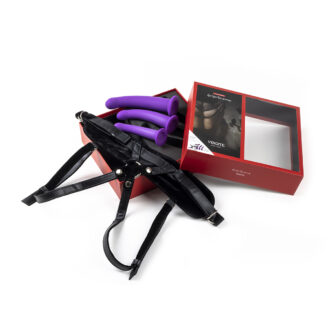 Harness with Purple Dildos - Sizes S/M/L koop je bij Speelgoed voor Volwassenen