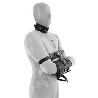Leather handcuffs Double with collar and chain koop je bij Speelgoed voor Volwassenen