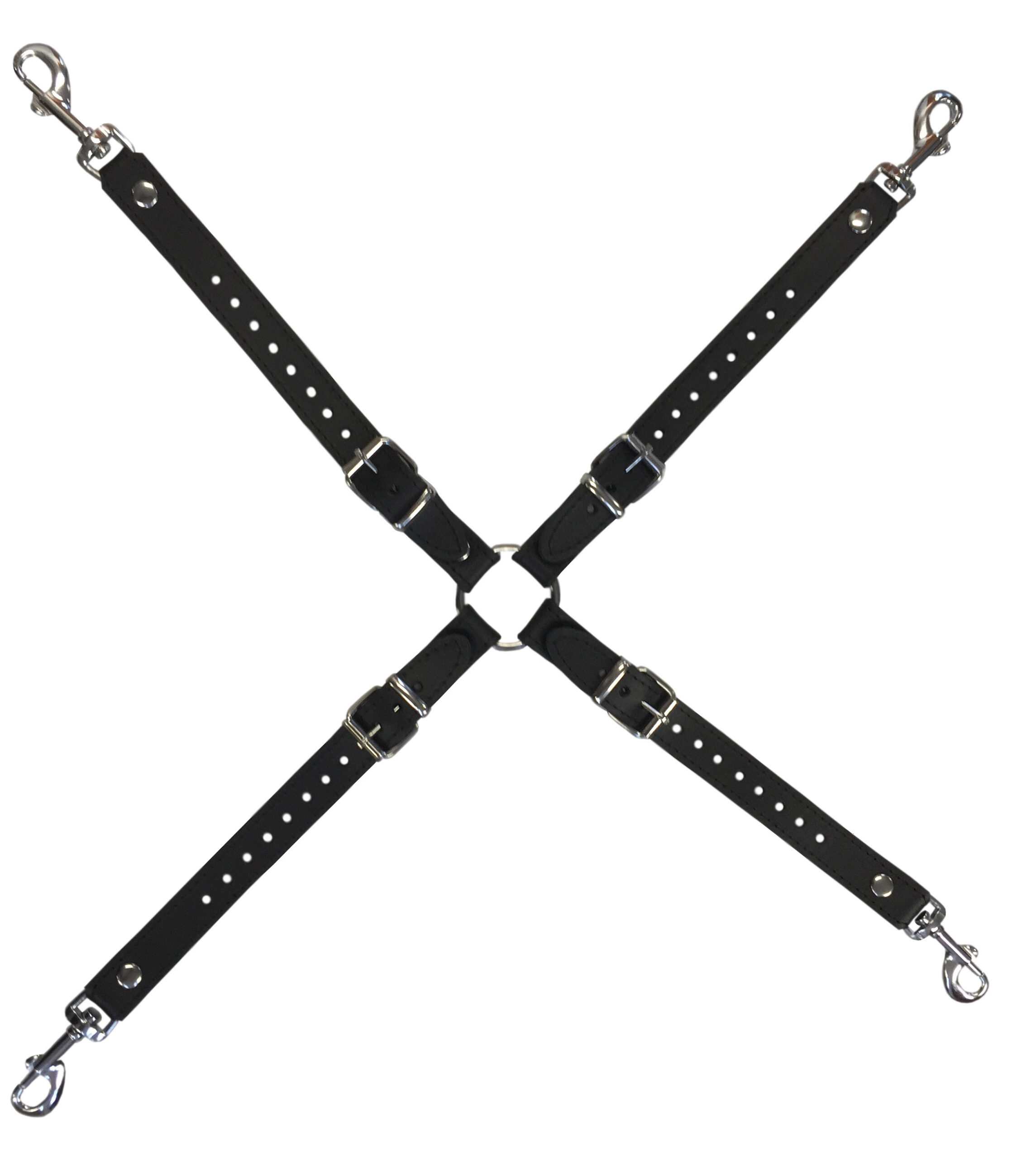 Universal connection strap with carabiner “Hogtie” adjustable