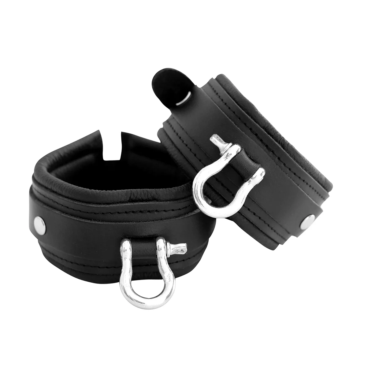 Leather Ankle cuffs with Metal Shackle