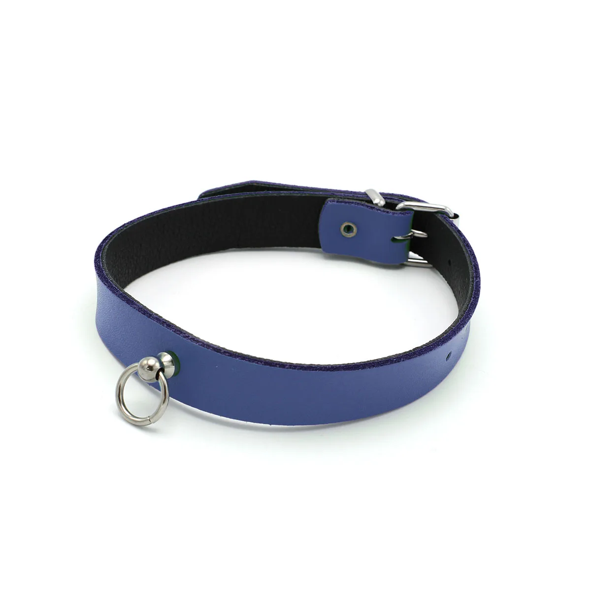 Leather Collar Mini O-Ring Blue