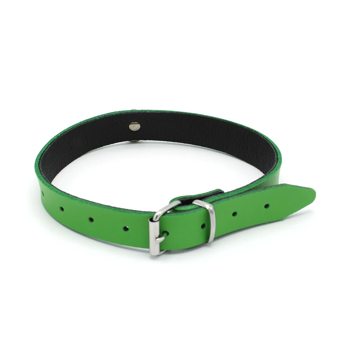 Leather-Collar-Mini-O-Ring-Green-134-KIO-0361-1
