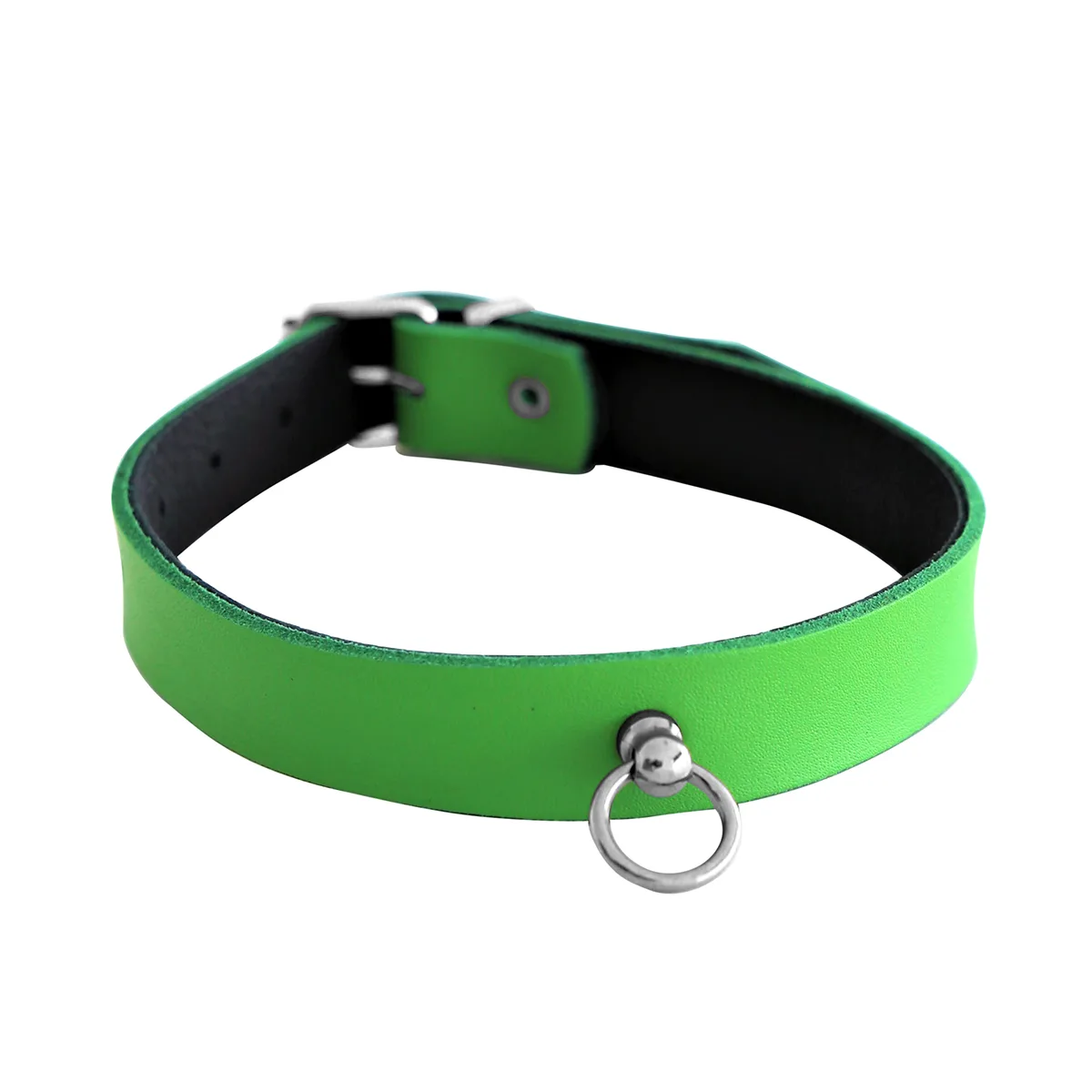 Leather-Collar-Mini-O-Ring-Green-134-KIO-0361-3
