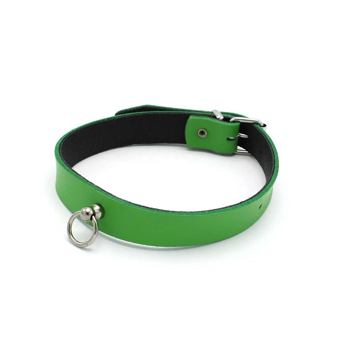 Leather Collar Mini O-Ring Green