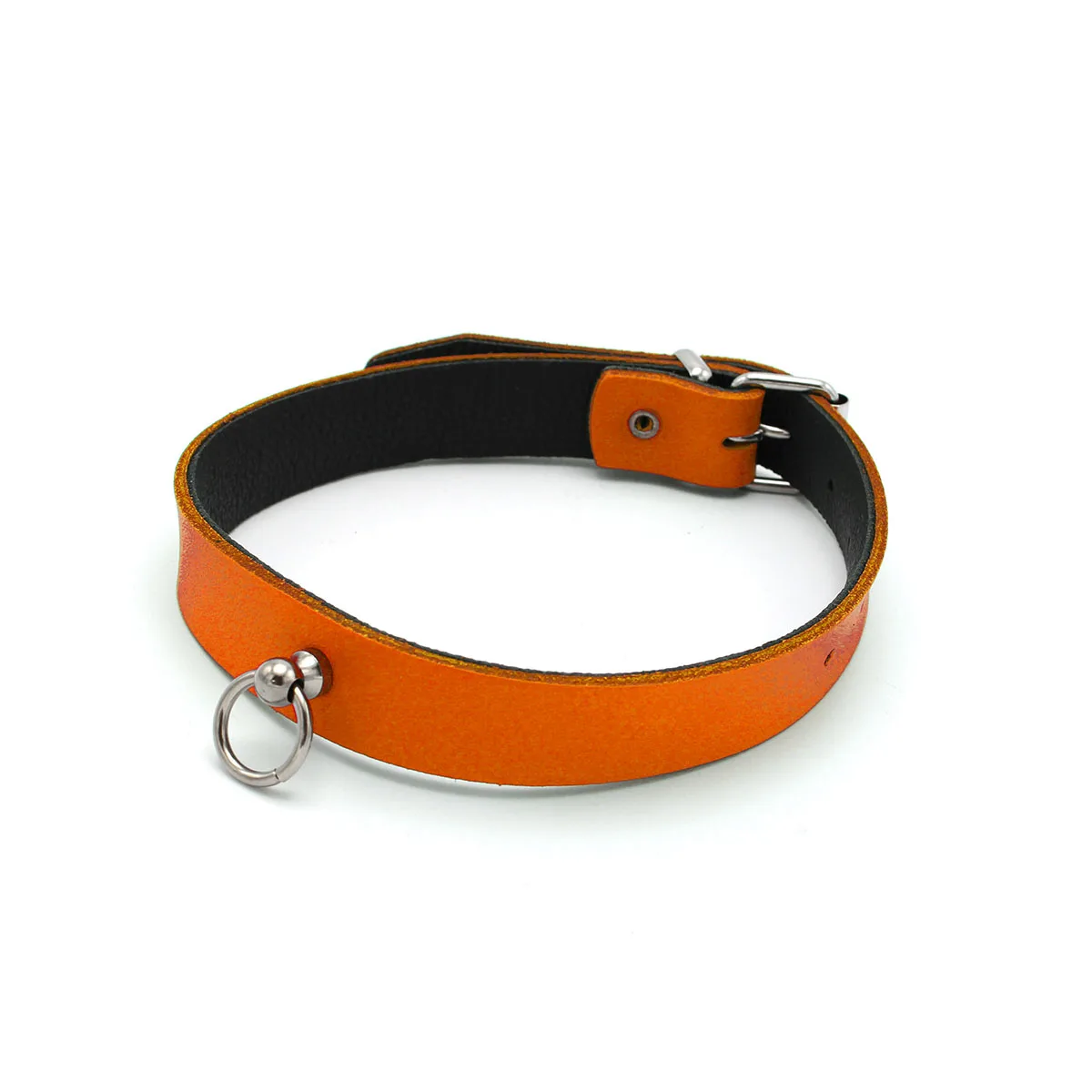 Leather Collar Mini O-Ring Orange