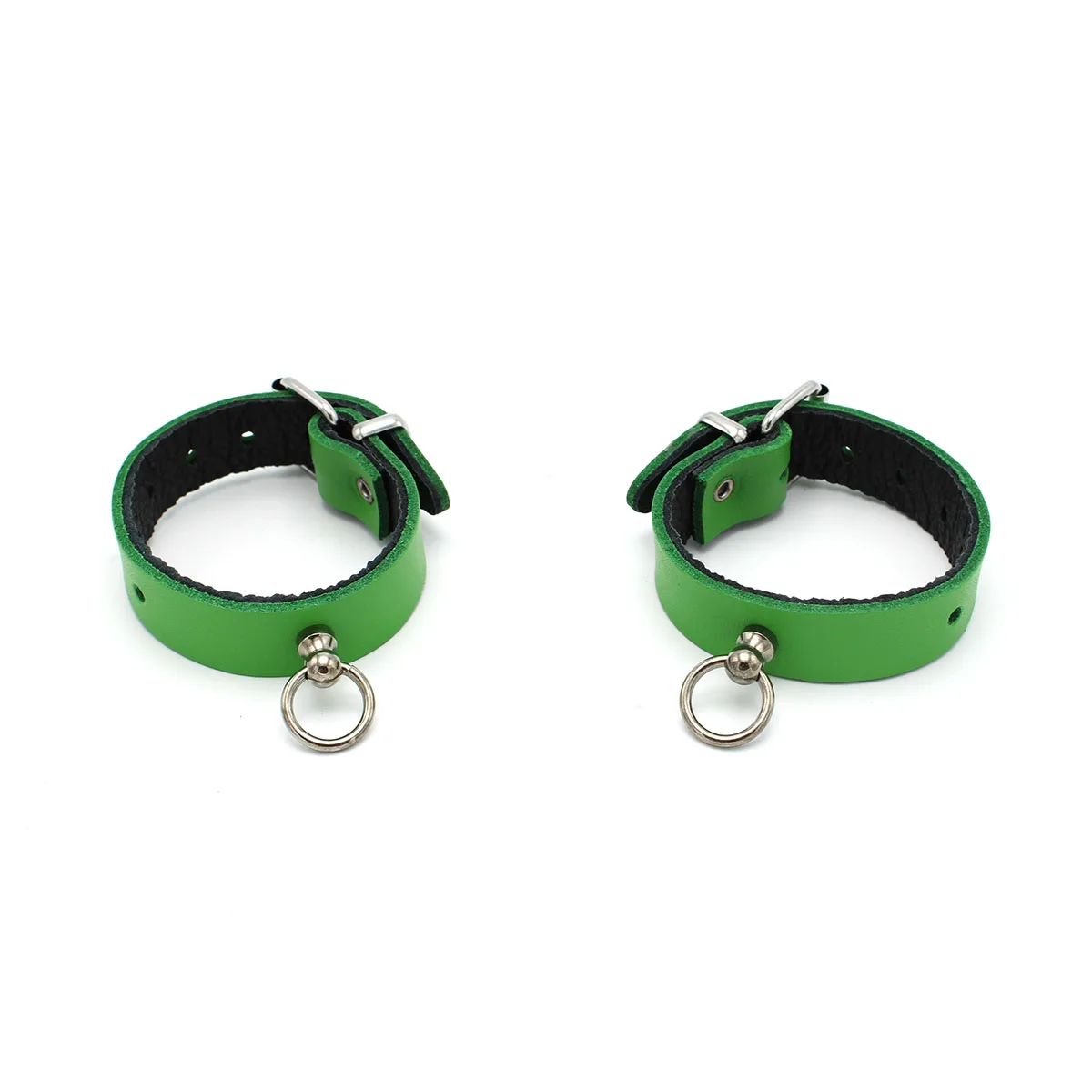 Leather-Handcuffs-Mini-O-Ring-Green-134-KIO-0366-1