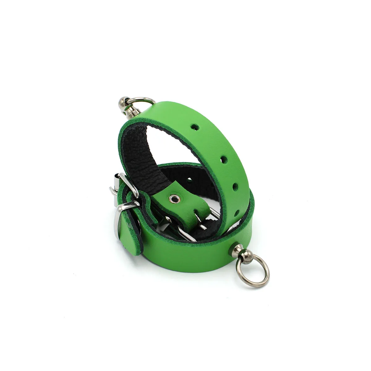 Leather-Handcuffs-Mini-O-Ring-Green-134-KIO-0366-2