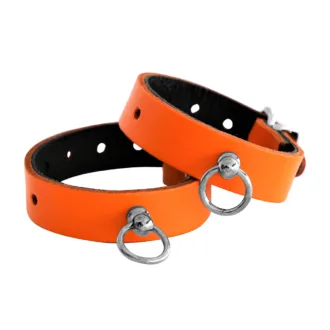 Leather Handcuffs Mini O-Ring Orange koop je bij Speelgoed voor Volwassenen