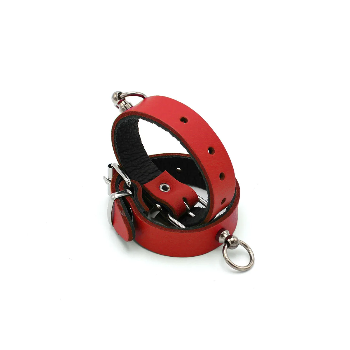 Leather-Handcuffs-Mini-O-Ring-Red-134-KIO-0368-2