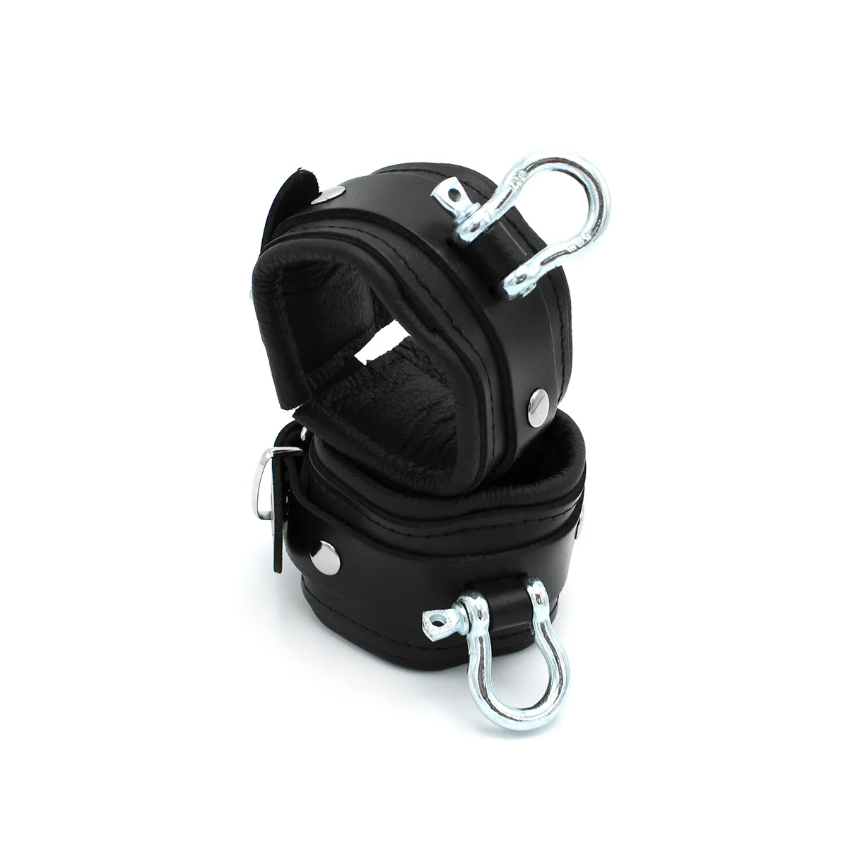 Leather Handcuffs with Metal Shackle