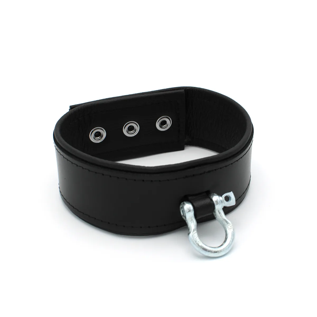 Leather-Push-Button-Collar-with-Metal-Shackle-134-KIO-0373-2