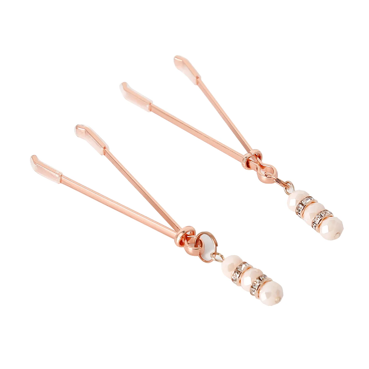 Rose Nipple Clamps Pinchers with Rhinestones