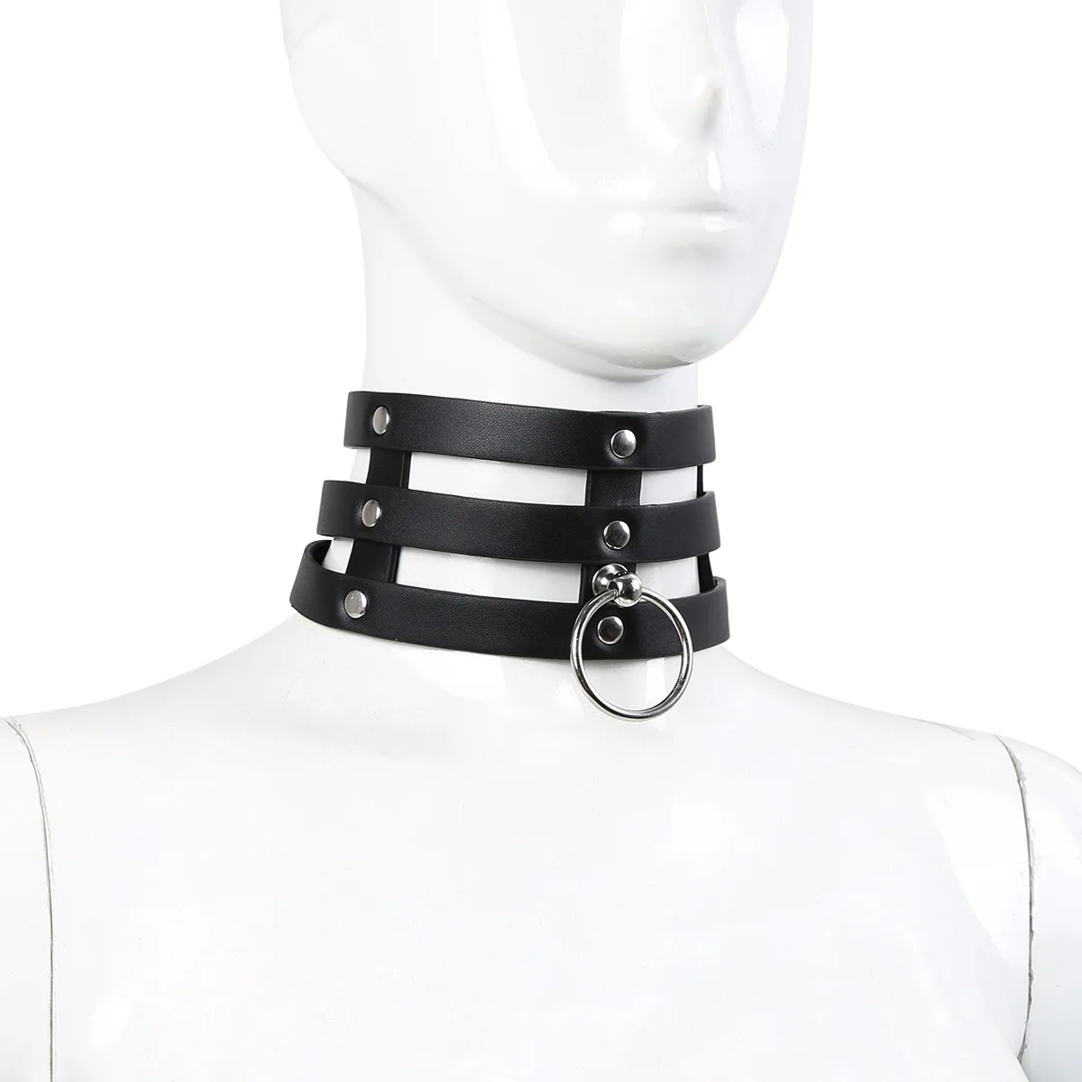Tripple O-Ring Strap Collar PU-Leather koop je bij Speelgoed voor Volwassenen